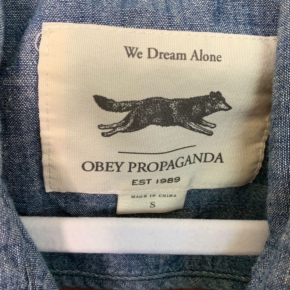 Obey Propaganda Utility Hemingway Button Up Cargo Rust Logo Jacket size S - Picture 2 of 6